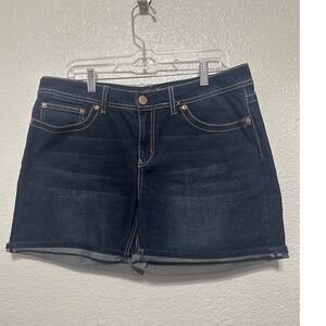 Seven7 Jeans Womens Dark Wash Denim Shorts Embellished Pockets Size 16
